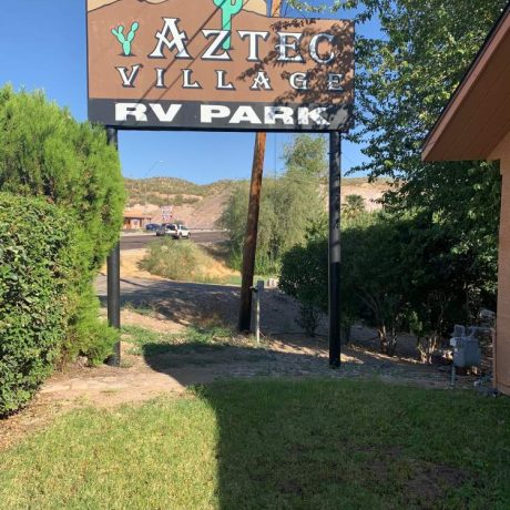 aztec village rv park sign